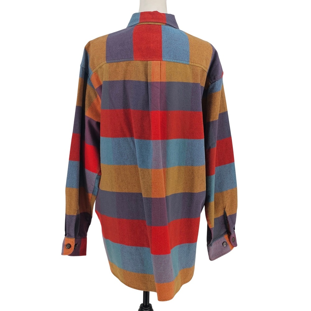 Vintage Eddie Bauer Half Zip Pullover Flannel Shirt L Multicolor Gorpcore Casual - Picture 3 of 11